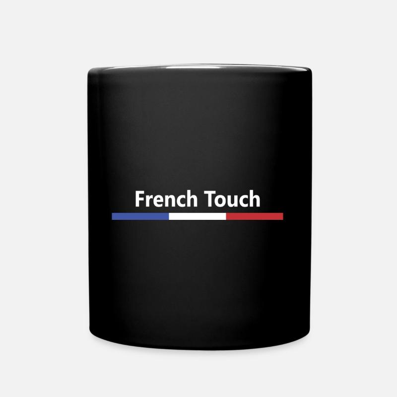 FRENCH TOUCH, blue white red, French flag - Full Colour Mug - black