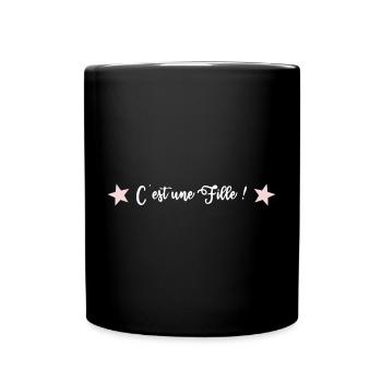 FILLE. C'EST UNE FILLE. BEBE. 2022. PARENT. ETOILE - Mug uni - noir - Devant