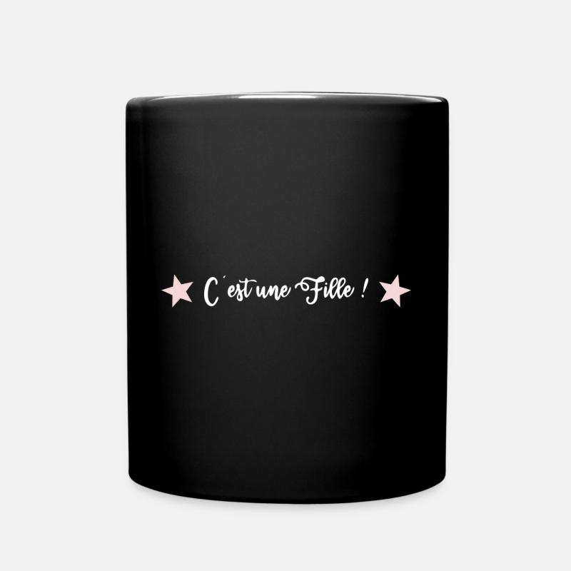 FILLE. C'EST UNE FILLE. BEBE. 2022. PARENT. ETOILE - Mug uni - noir