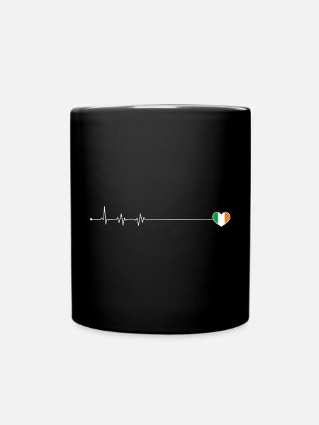 Heartbeat ireland flag - Full Colour Mug - black