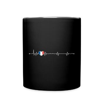 Heartbeat Frankreich Flagge - Tasse einfarbig - Schwarz - Vorne