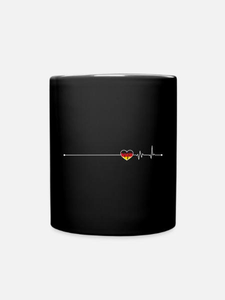 Heartbeat germany flag - Full Colour Mug - black