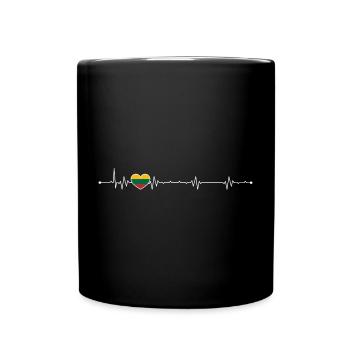Regenbogenherzschlag-Stolz - Tasse einfarbig - Schwarz - Vorne