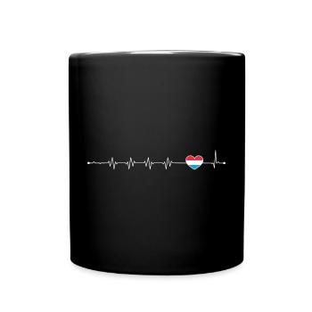 Blue Accent Heartbeat Line - Full Colour Mug - black - Front