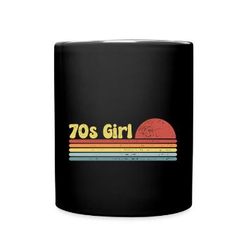 70er Jahre Mädchen 70s Girl Hippie - Tasse einfarbig - Schwarz - Vorne