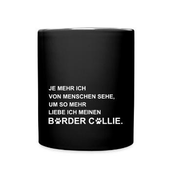Border Collie - Hütehund - Tasse einfarbig - Schwarz - Vorne