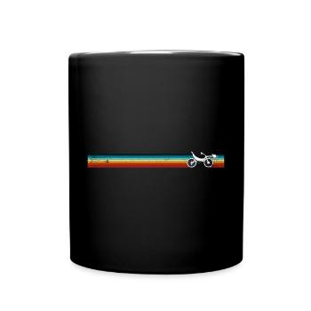Retro Regenbogen Streifen Fahrrad Silhouette - Tasse einfarbig - Schwarz - Vorne