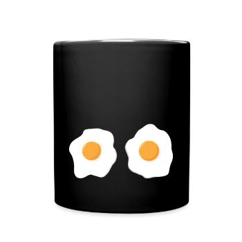 zwei Spiegeleier - Tasse einfarbig - Schwarz - Vorne