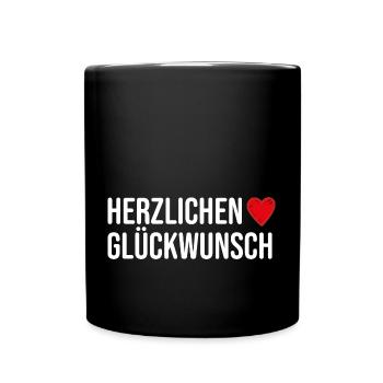 Herzlichen Glückwunsch Herzlich Geschenkidee - Tasse einfarbig - Schwarz - Vorne