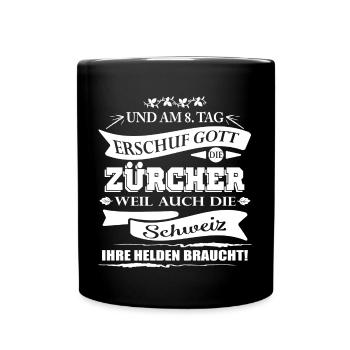Züricher-Schweiz - Tasse einfarbig - Schwarz - Vorne