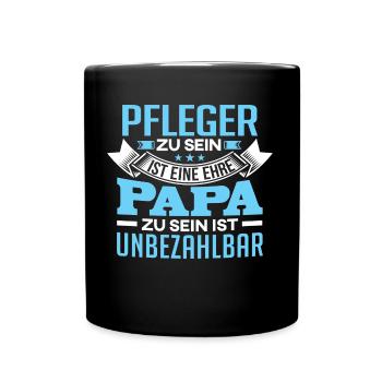 PFLEGER und Papa - Tasse einfarbig - Schwarz - Vorne