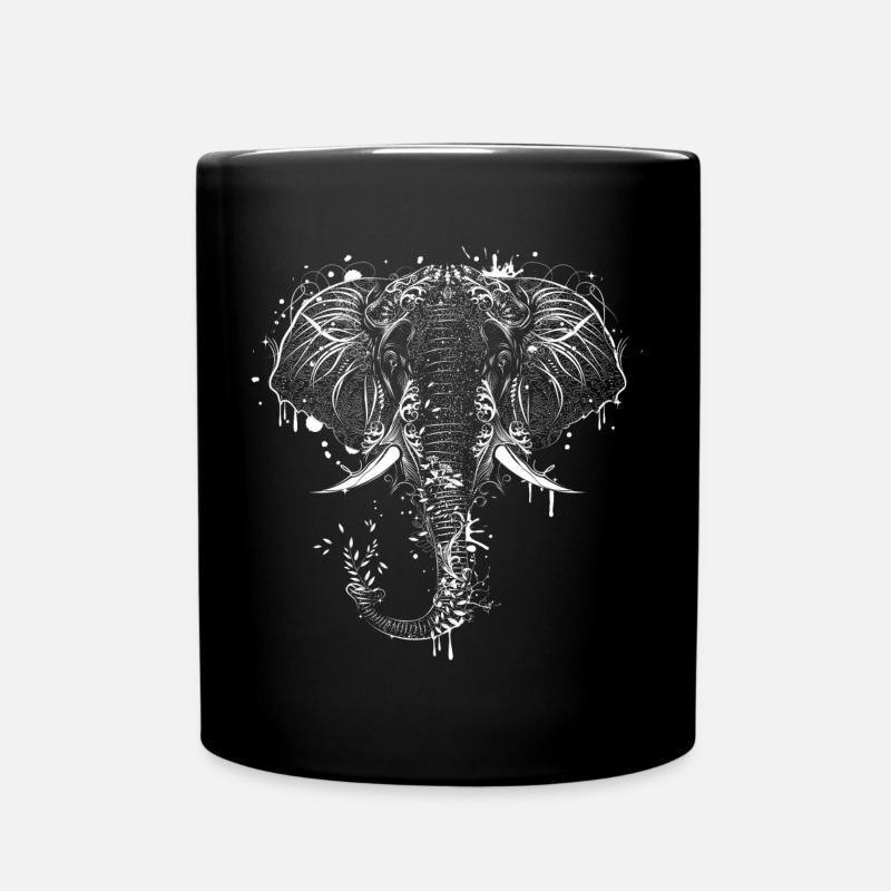 la tête d'éléphant - Mug uni - noir