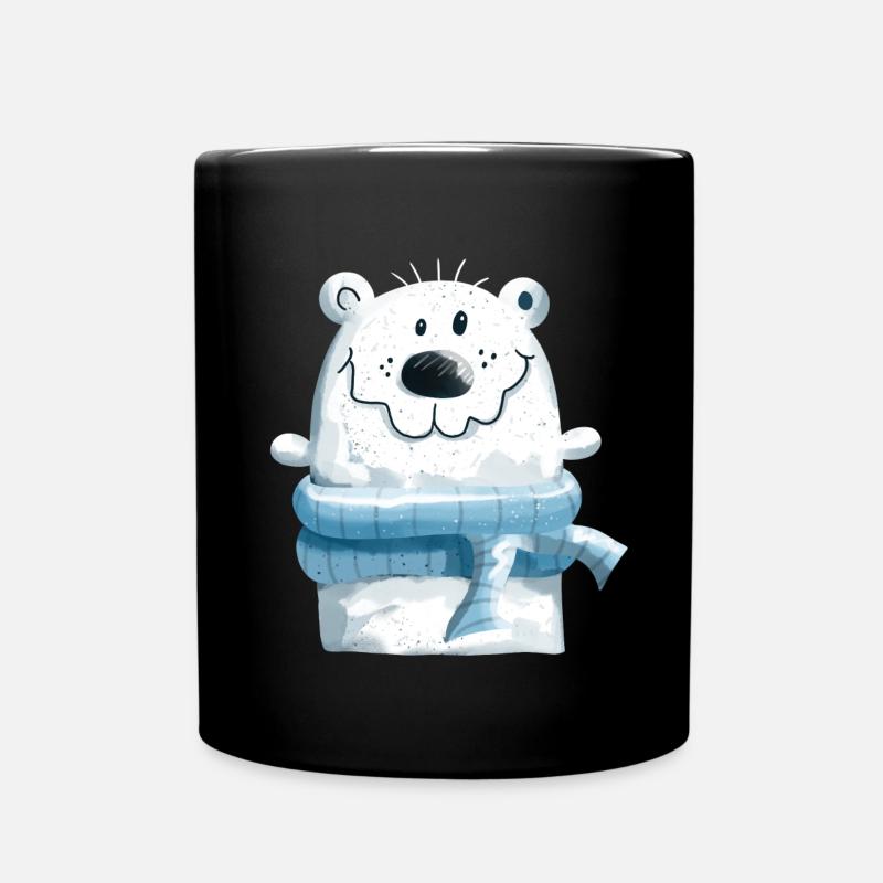Niedlicher Eisbär mit Winterschal - Bär - Teddy - Tasse einfarbig - Schwarz