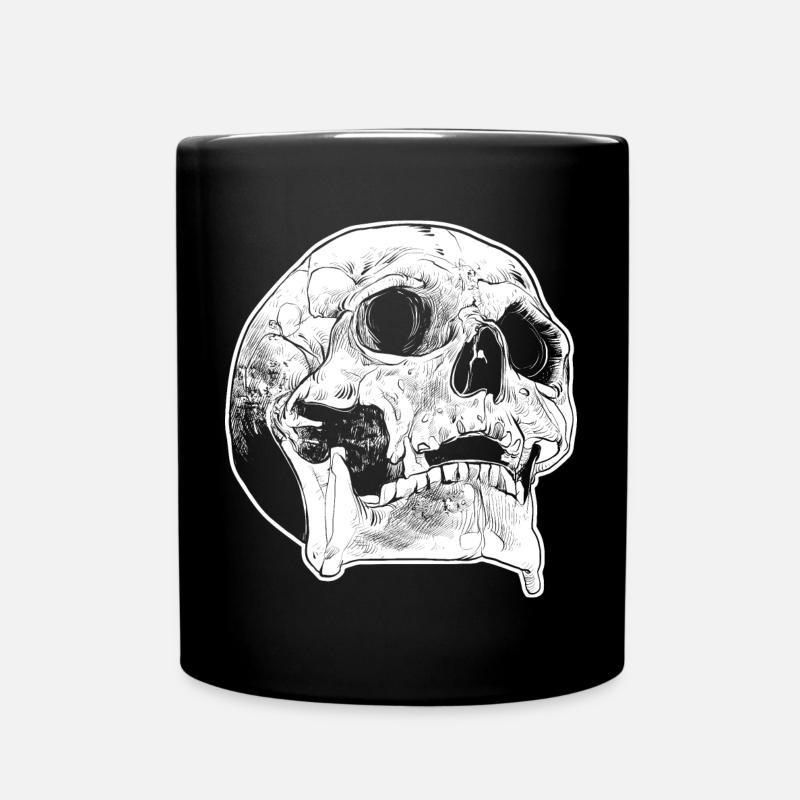 Schädel Totenkopf Knochen grusselig Gothic - Tasse einfarbig - Schwarz