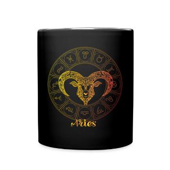 Aries Zodiac Sign - Full Colour Mug - black - Front