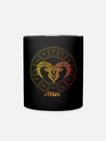 Aries Zodiac Sign - Full Colour Mug - black