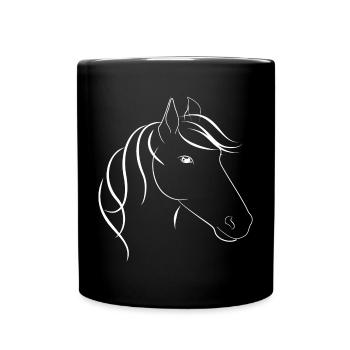 Tête de cheval avec cheval Maehne - Mug uni - noir - Devant