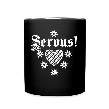 Servus Rauten Herz Edelweiss 78 - Tasse einfarbig - Schwarz - Vorne