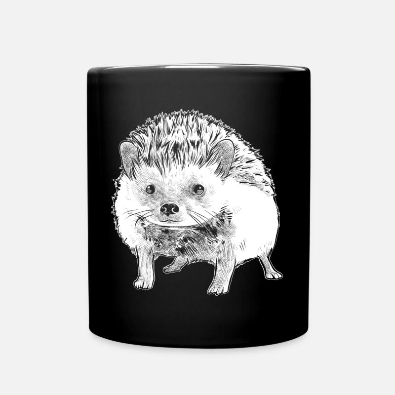 Igel Wald Tier Stacheln süß niedlich Herbst - Tasse einfarbig - Schwarz