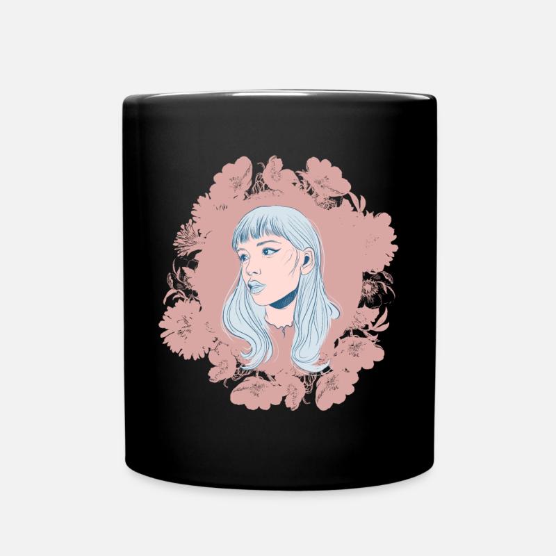 Fille avec des fleurs - Mug uni - noir