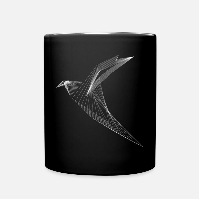 Geometrischer Linien-Vogel Minimal Design - Tasse einfarbig - Schwarz