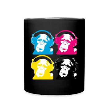 4 DJ monkeys - Mug uni - noir - Devant