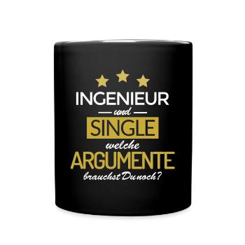 Ingenieur und single - Tasse einfarbig - Schwarz - Vorne