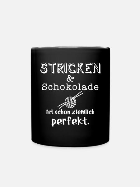 stricken und schokolade - Tasse einfarbig - Schwarz