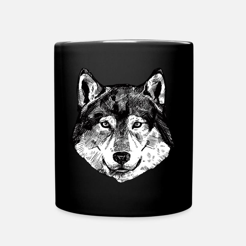 loup - Mug uni - noir