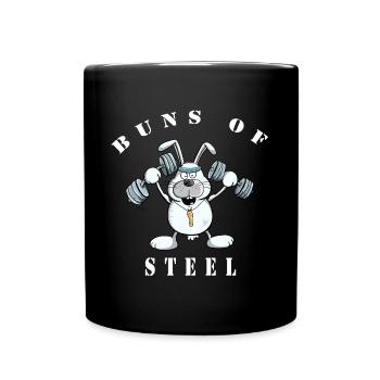 Cooler Buns Of Steel Hase Macht Krafttraining - Tasse einfarbig - Schwarz - Vorne