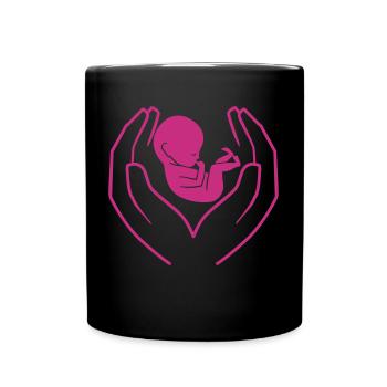 baby in hands - Tasse einfarbig - Schwarz - Vorne