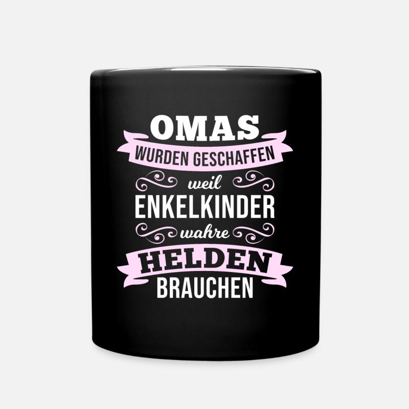 Oma - Enkelkinder brauchen wahre Helden - Tasse einfarbig - Schwarz