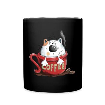 Cat in the coffee - Full Colour Mug - black - Front