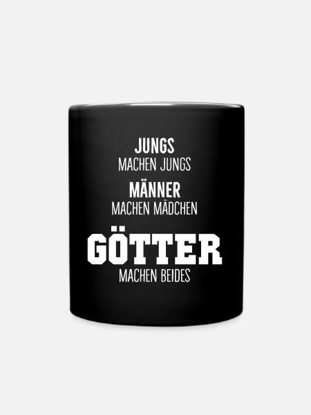 Götter machen beides - Väter mit Sohn und Tochter - Tasse einfarbig - Schwarz