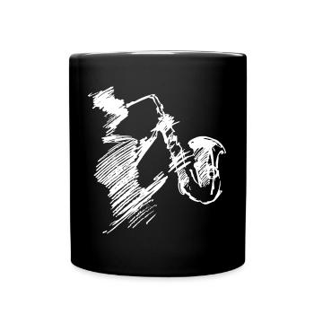 Skizze Saxophon Jazz Musik Sax Player Musiker - Tasse einfarbig - Schwarz - Vorne