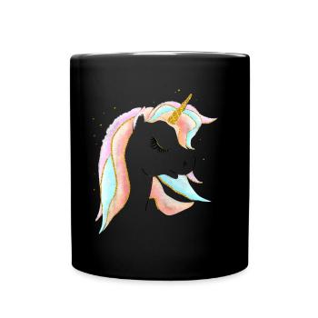 Design Éclaté de Licorne Pastel et Or - Mug uni - noir - Devant