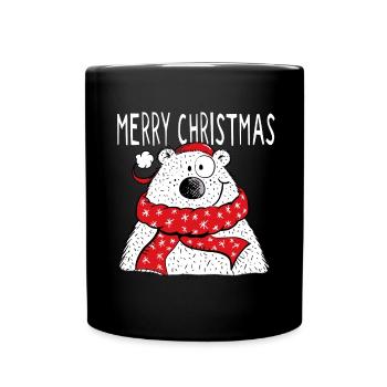 Merry Christmas Bear - Winter - X-mas - Gift - Full Colour Mug - black - Front