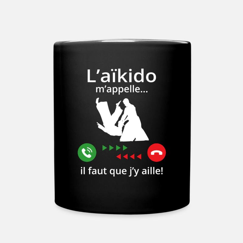 aikido m'appelle...il faut que j'y aille! - Mug uni - noir