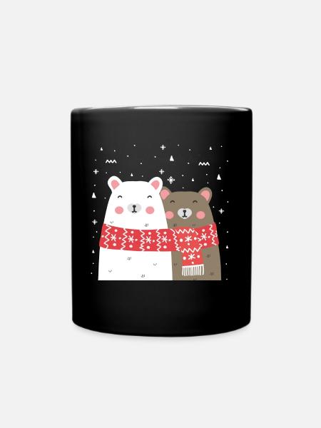 Cuddling ours polaire de Noël - Mug uni - noir