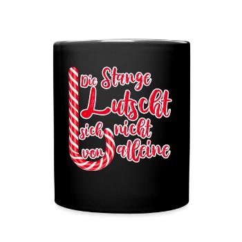 Zuckerstange Lutschen Lustige Sprüche Weihnachten - Tasse einfarbig - Schwarz - Vorne