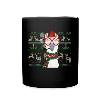 Lama Alpaga énonciations drôles de Noël laid - Mug uni - noir - Devant
