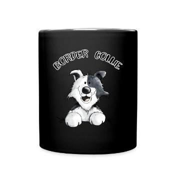 Abenteuerlustiger Border Collie - Tasse einfarbig - Schwarz - Vorne