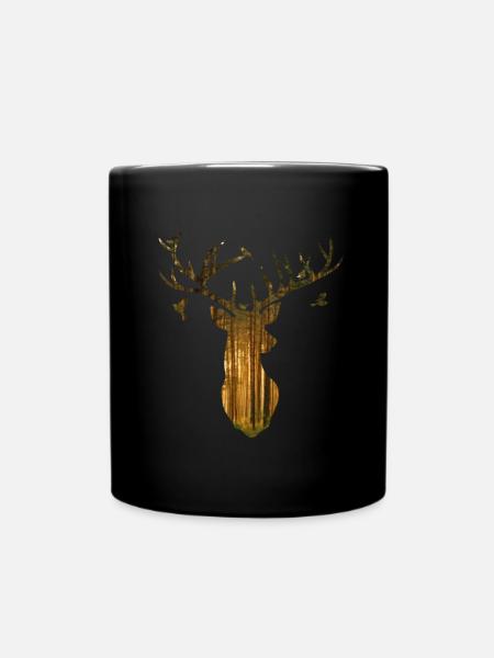 Silhouette de cerf en or - Mug uni - noir