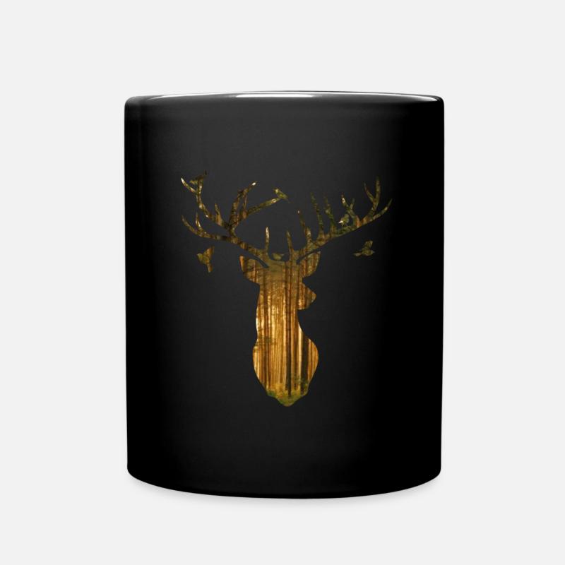 Silhouette de cerf en or - Mug uni - noir