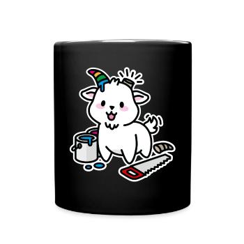 Unicorn DIY Kawaii Niedlich Steinbock Ziege lustig - Tasse einfarbig - Schwarz - Vorne