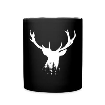 deer symbol geschenk idee hirsch Wald forest - Tasse einfarbig - Schwarz - Vorne