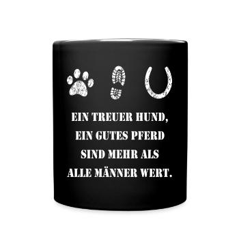 Pferdesprüche und Reitersprüche Reitsport - Tasse einfarbig - Schwarz - Vorne