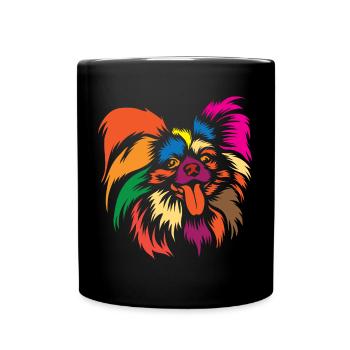 Netter Papillon Hund Regenbogen Grafik Tierliebhaber - Tasse einfarbig - Schwarz - Vorne