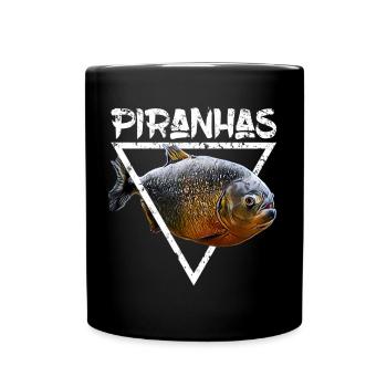 Piranha Monster Fish Keeper Predator Fish Design - Full Colour Mug - black - Front