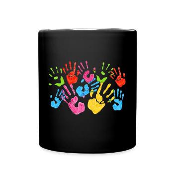 Children's handprint - Full Colour Mug - black - Front